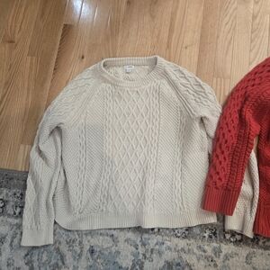 2: J. Crew Cream Cable Knit Sweater 100 Cotton Euc